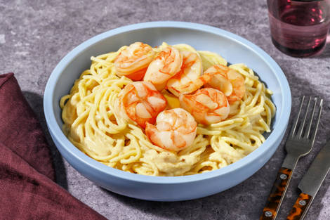 Spaghettoni alle mazzancolle su crema di ceci