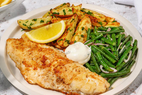 Souflaki-Buntbarsch mit Limettenkartoffeln