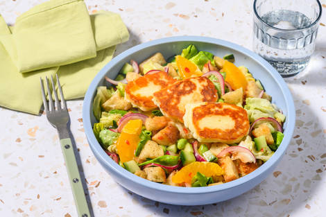 Halloumi and Orange Salad with Prawns