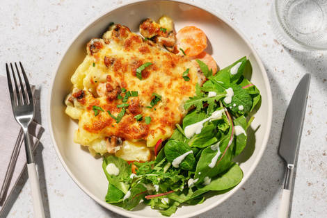 Kartoffel-Gratin mit Karotten und Champignons