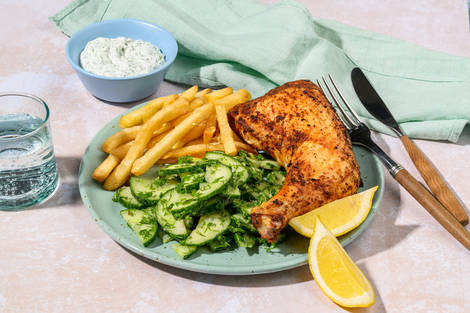Cuisse de poulet BBQ & frites sauce ranch