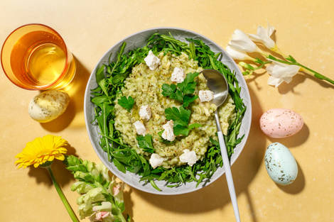 Nid de risotto au pesto d'ail des ours