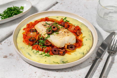 Psari plaki : lieu à la grecque & purée