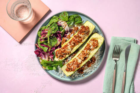 Courgette farcie au bœuf haché & riz