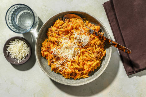 Orzo, bœuf haché & duo de fromages