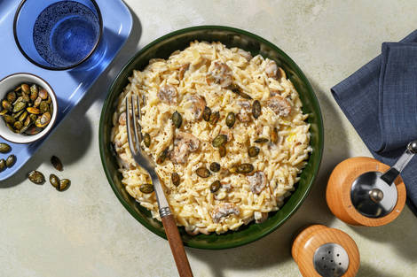 Orzotto crémeux forestier & graines de courge