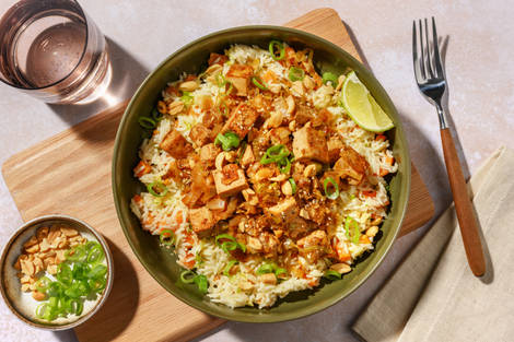 Riz-coco, poireau & tofu caramélisé