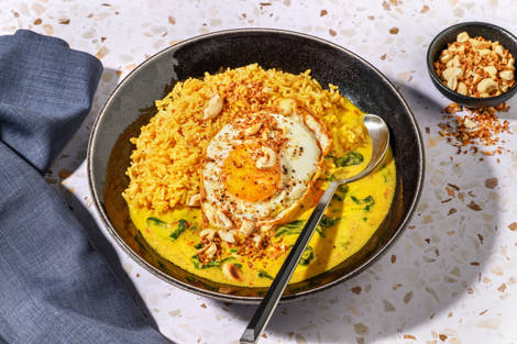 Curry doux au coco, tomates & épinards