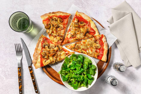 Pizza aux deux fromages & champis dorés