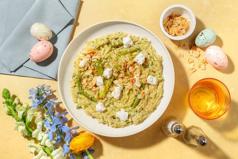 Orzo printanier aux asperges & chèvre