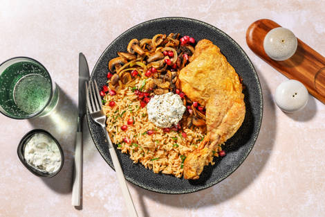 Cuisse de poulet, grenade & beurre aux épices