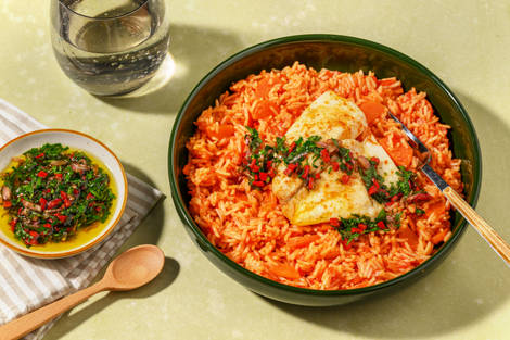 Lieu grillé sauce chimichurri à l’argentine