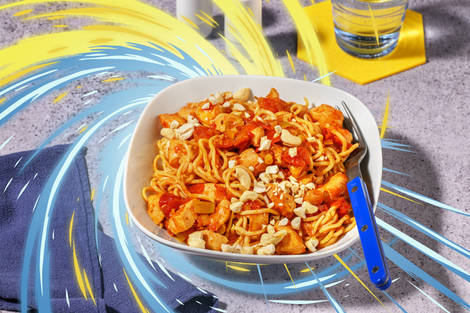 Nouilles volcaniques au poulet & cajous