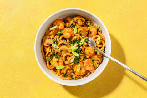 Nouilles udon crevettes & champignons minutes