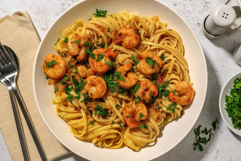 Linguine mit Knoblauch-Crevetten und Fenchel