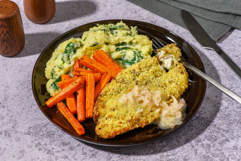 Pesto Crusted Basa and Garlic Butter Sauce