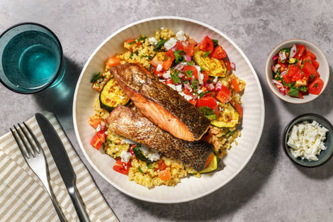 Chermoula Double Salmon & Matbucha Inspired Tomato Salsa