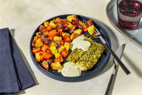 Lieu papillotte, mayo & légumes rôtis