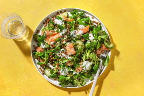Salade de lentilles express au saumon fumé