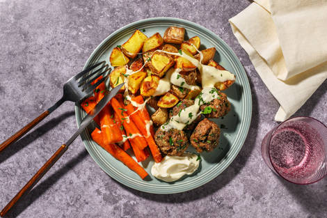 Meatball and Roast Potato Bake