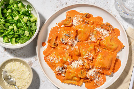 Creamy Gochujang Chicken and Spinach & Ricotta Ravioli