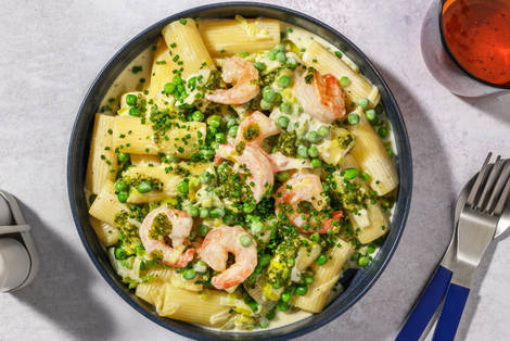 Creamy Prawn Pesto Pasta