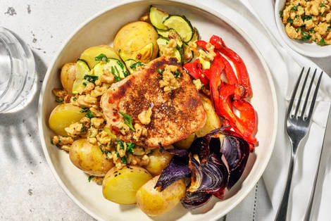 Escalope de jambon en sauce aux noix et persil