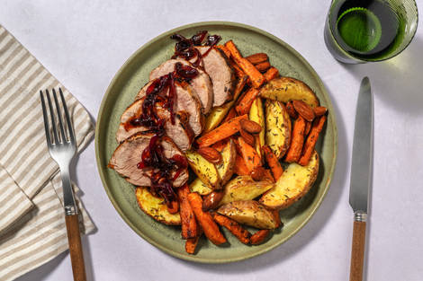 Lonza di maiale alle cipolle caramellate