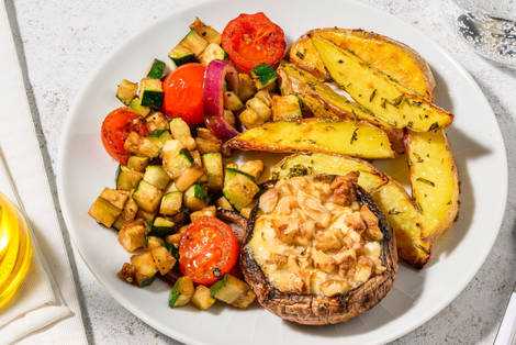 Portobello farci au fromage de chèvre et noix