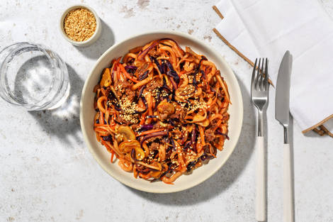 One Pan Super Quick Spicy Teriyaki Beef Udon