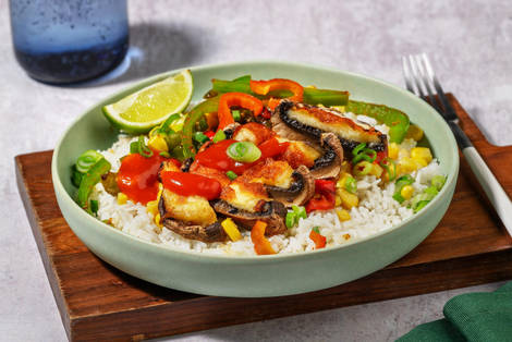 Fajita Bowl mit gratinierten Portobellos