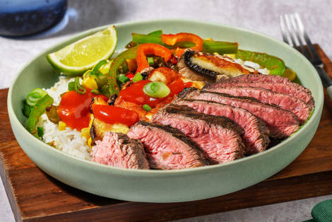 Fajita Bowl mit Portobello und extra Rindersteak