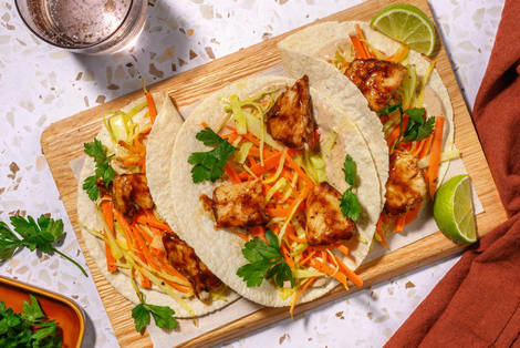 Baja tacos di salmone in salsa hoisin