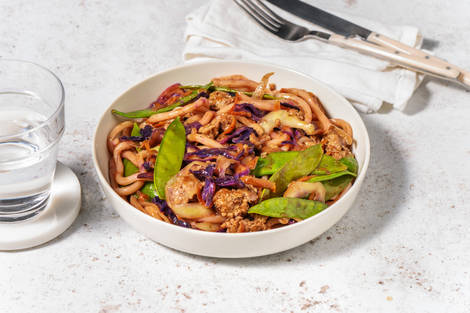 One Pan Ginger Hoisin Pork Udon