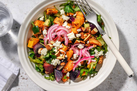 Geitenkaas op linzensalade met cranberrydressing