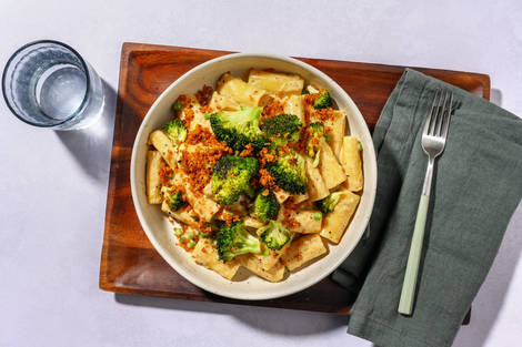 Creamy Lemon and Chicken Rigatoni and Roasted Broccoli