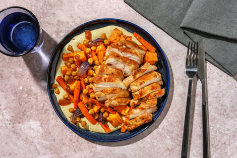 Sticky Chermoula Chicken Breast and Cumin Roasted Root Veg