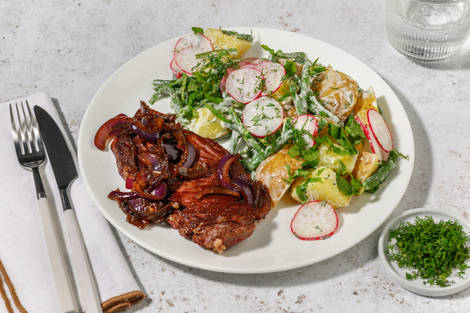 Steak & salade de pommes de terre à l'aneth 