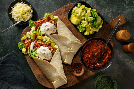 Burrito au bœuf, frijoles & cheddar