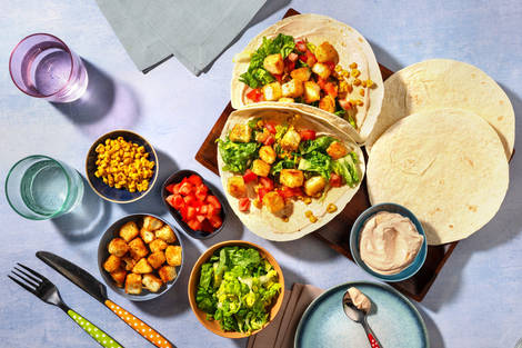 Tacos med panerad halloumi