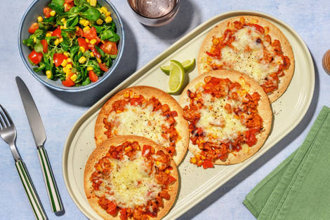 Cheesy tostada's met kip