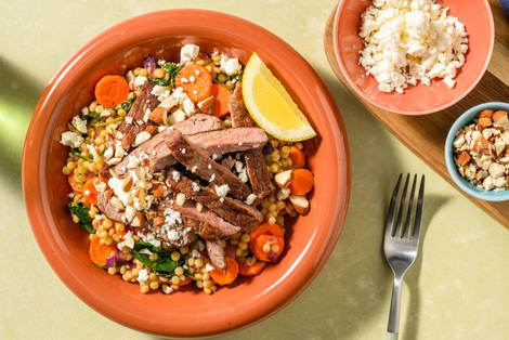 Émincés de steak à l'ail sur couscous perlé