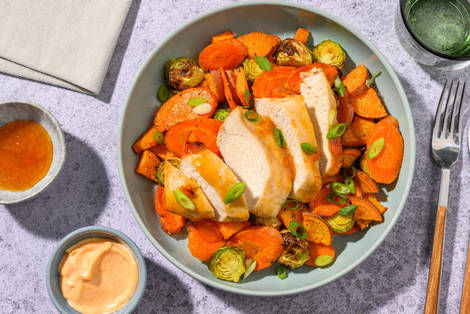 One-Tray Bio-Hähnchenbrust in Aprikosen-Marinade