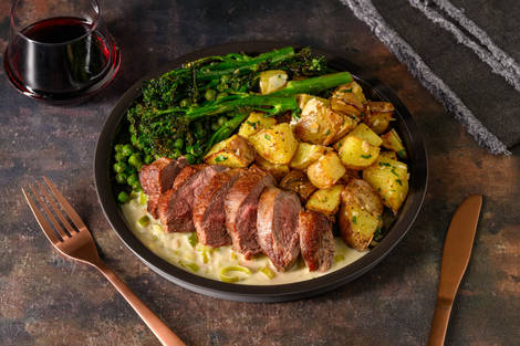 Special Seared Lamb Steak in Cheesy Leek Sauce