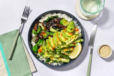 Vegan Buddha Bowl mit Portobello & Avocado