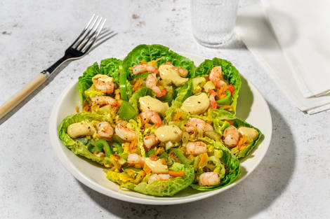 Ssam de langostinos con mayonesa de curry