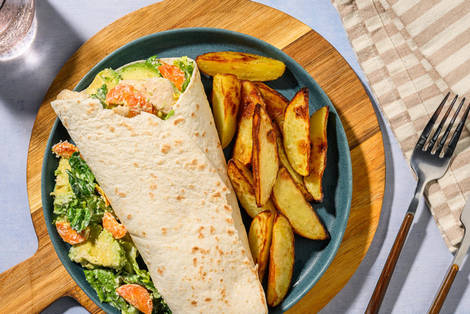 Caesar Salad Wrap mit veganen Filetstücken