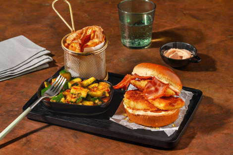 Fried Chicken and Honey Bacon Burger