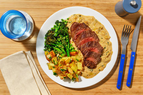 Special Seared Lamb Steak in Cheesy Leek Sauce