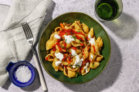 Fusilli complets au bœuf & duo de sauces